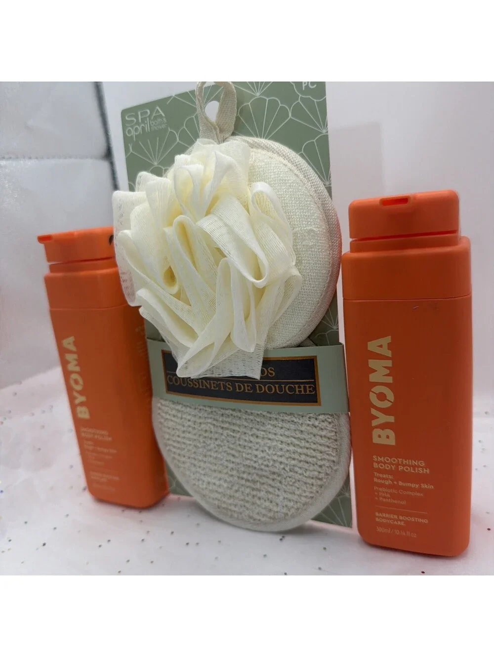 2 Pack BYOMA Smoothing Body Polish 10.14oz Exfoliating Scrub + Bonus Spa Pads